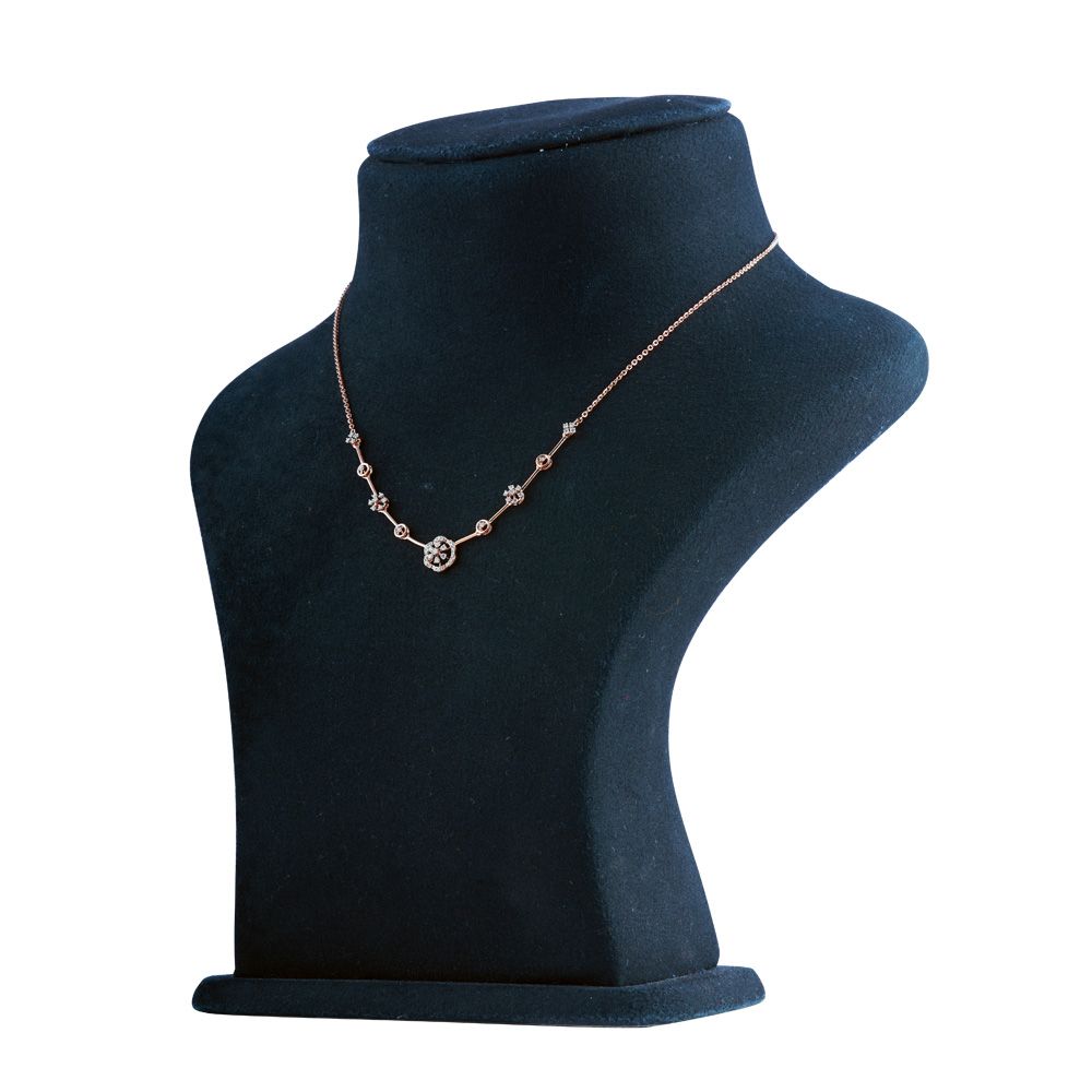 Graceful Floral Diamond Rose Necklace-Necklaces-OSN24A20-D400X1C
