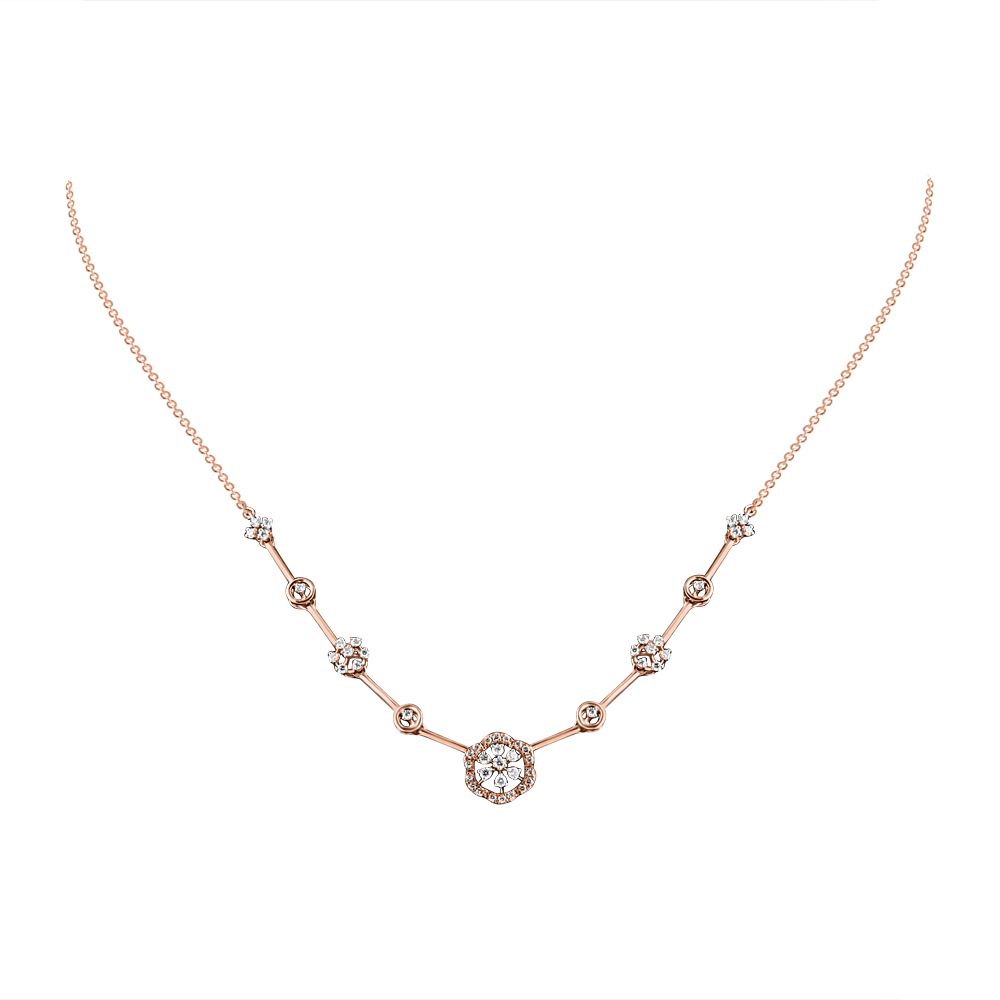 Graceful Floral Diamond Rose Necklace-Necklaces-OSN24A20-D400X1C