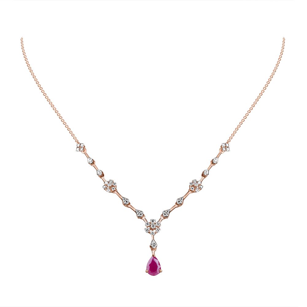 Buy Gorgeous Diamond and Red Stone Necklace Set ONS24A21-D410X0C