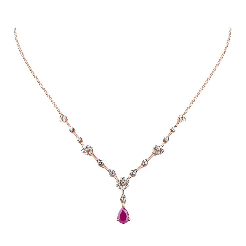 Chic Floral Diamond Rose Necklace-Necklaces-OSN24A21-D410X1C