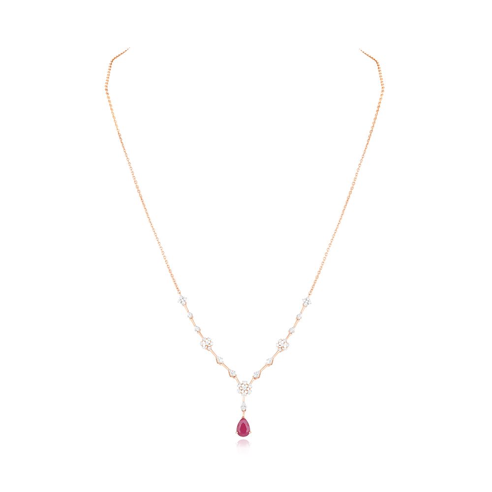 Chic Floral Diamond Rose Necklace-Necklaces-OSN24A21-D410X1C