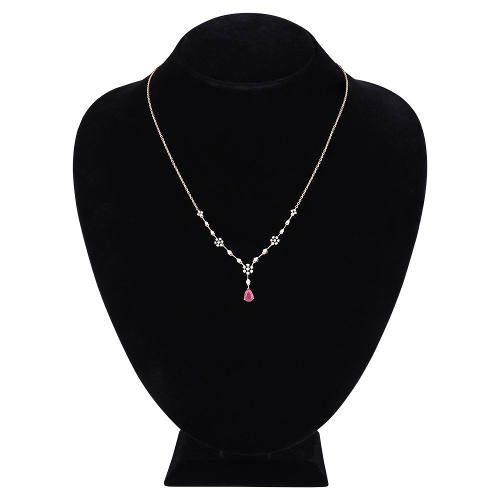 Chic Floral Diamond Rose Necklace-Necklaces-OSN24A21-D410X1C