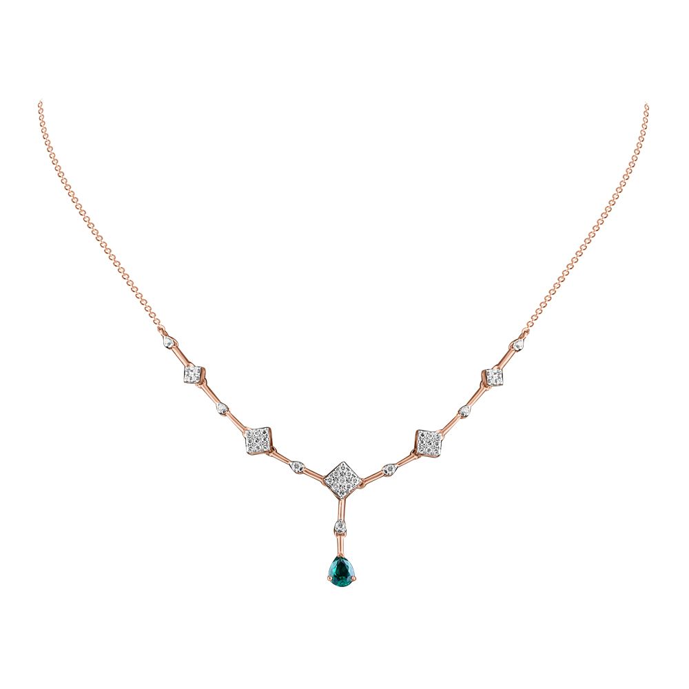 Sophisticated Geometric Diamond Rose Necklace-Necklaces-OSN24A22-D411X1C