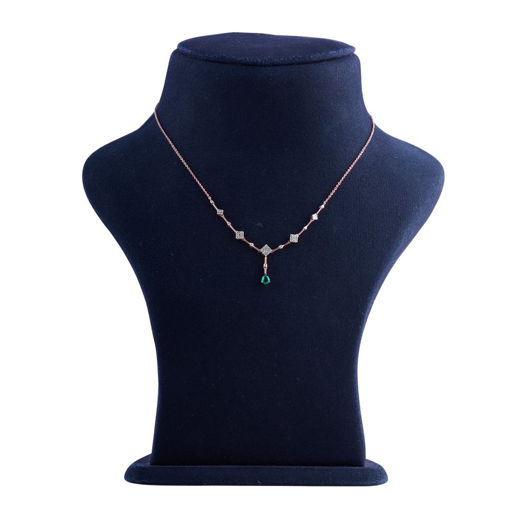 Sophisticated Geometric Diamond Rose Necklace-Necklaces-OSN24A22-D411X1C