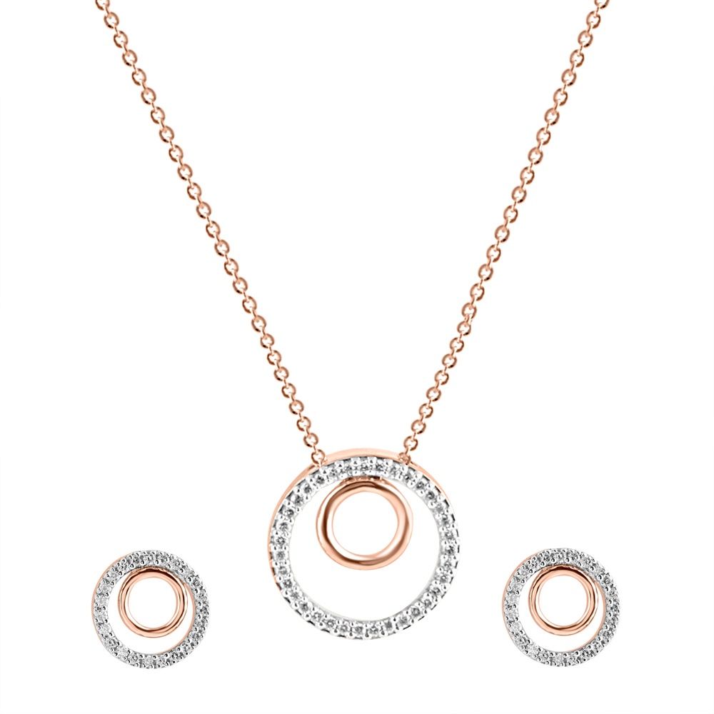Stylish Comcentric Circular Diamond Necklace Set-Necklace Sets-ONS24A26-D900X0C
