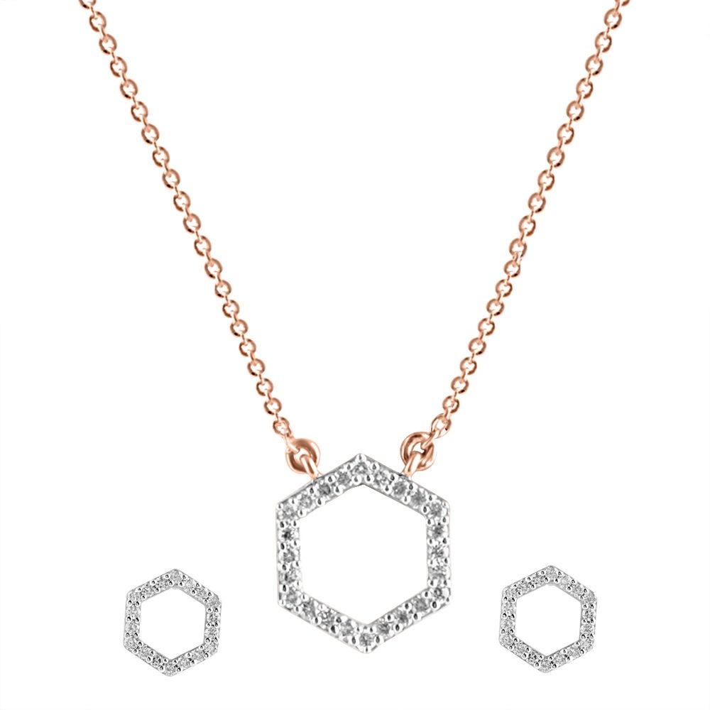 Quirky Diamond and Rose Gold Necklace Set-Necklace Sets-ONS24A27-D900X0C