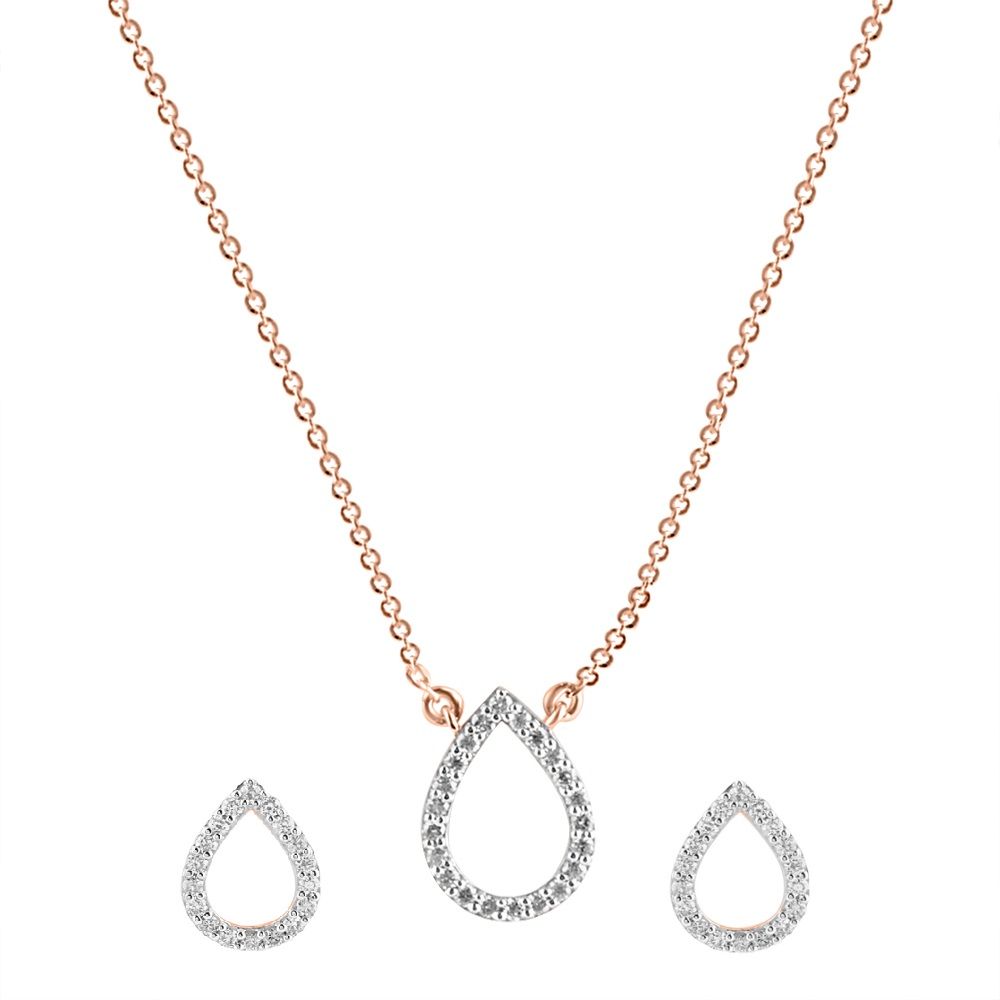 Dewdrop Design Diamond Necklace Set-Necklace Sets-ONS24A28-D900X0C
