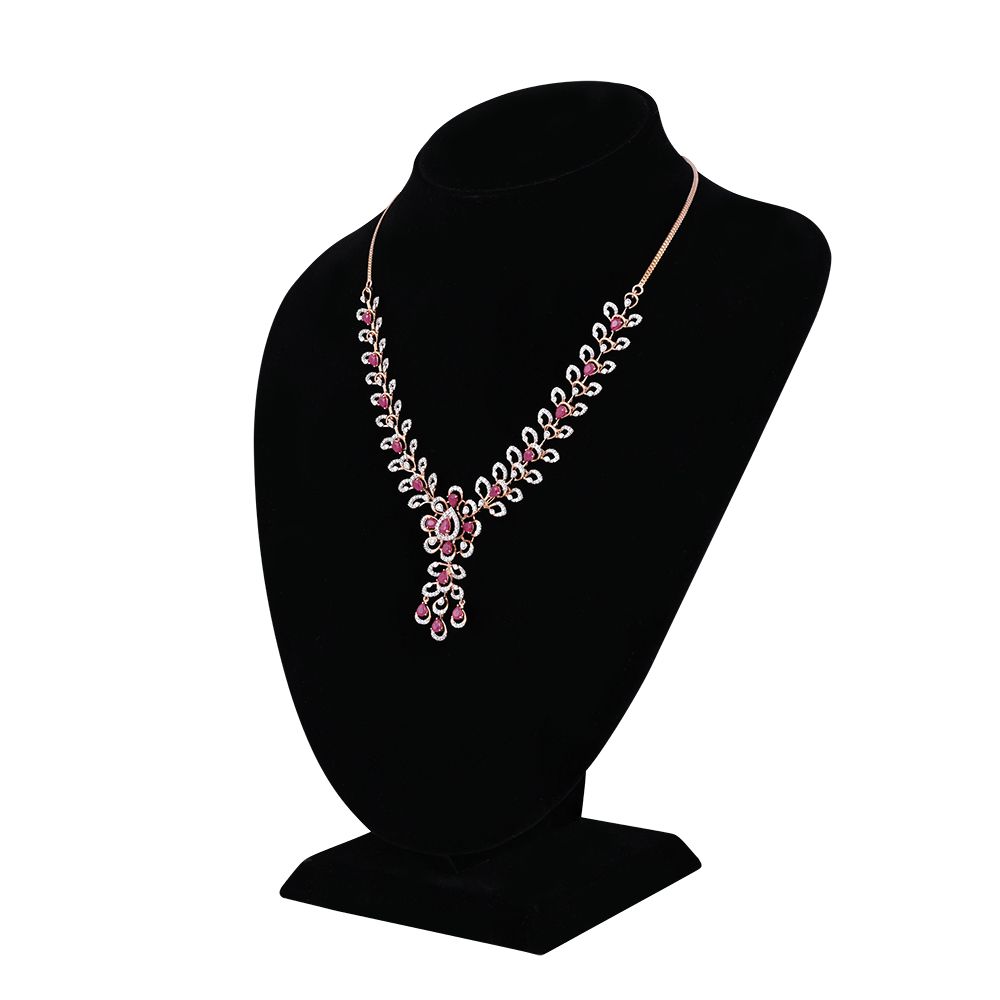 Elegant Synthetic Ruby and Diamond Necklace Set-All Jewellery-ONS24A34-D440X0B