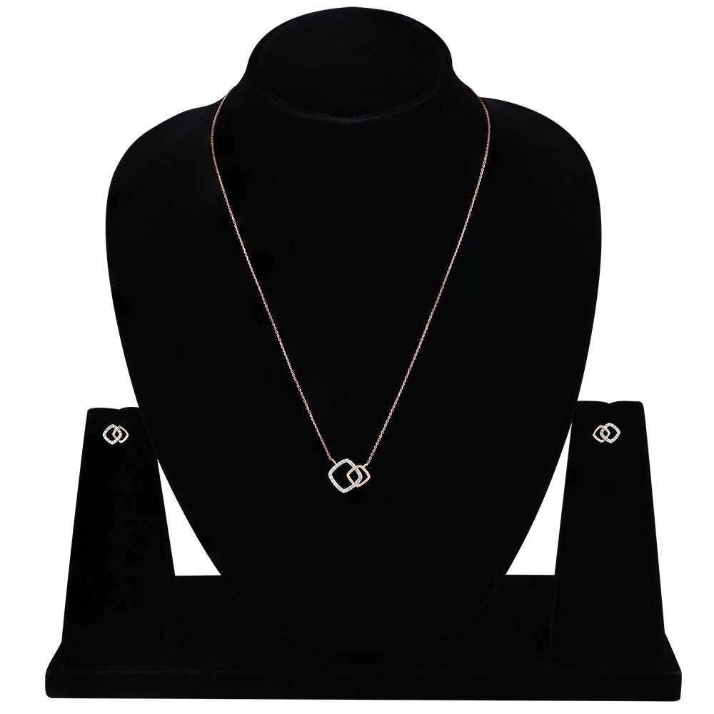 Opal Glow Diamond 14KT Rose Gold Necklace Set-All Jewellery-ONS24A38-D900X0C