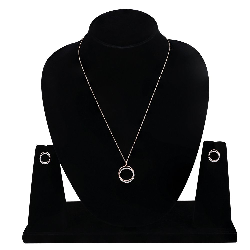 Stylish Rose Gold and Diamond Necklace Set-All Jewellery-ONS24A39-D900X0C