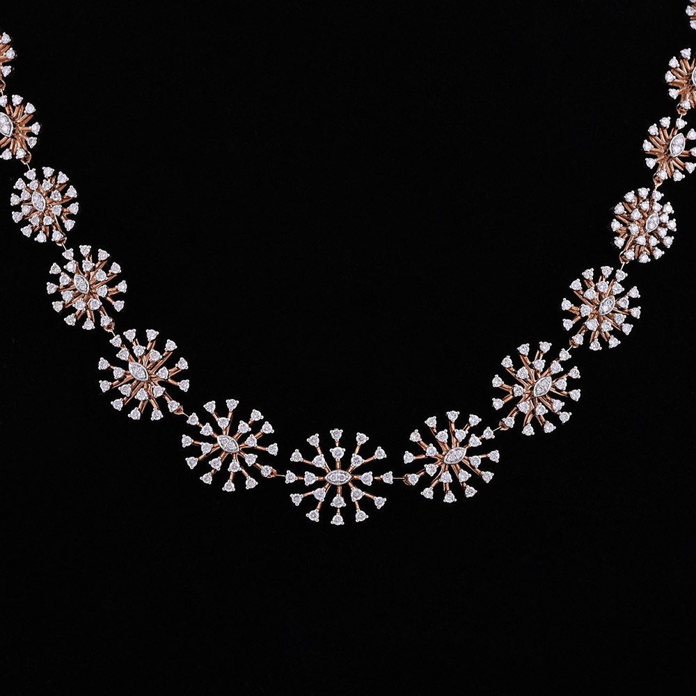 Dazzling Starburst Design Diamond Necklace Set-All Jewellery-ONS24A45-D400X0B