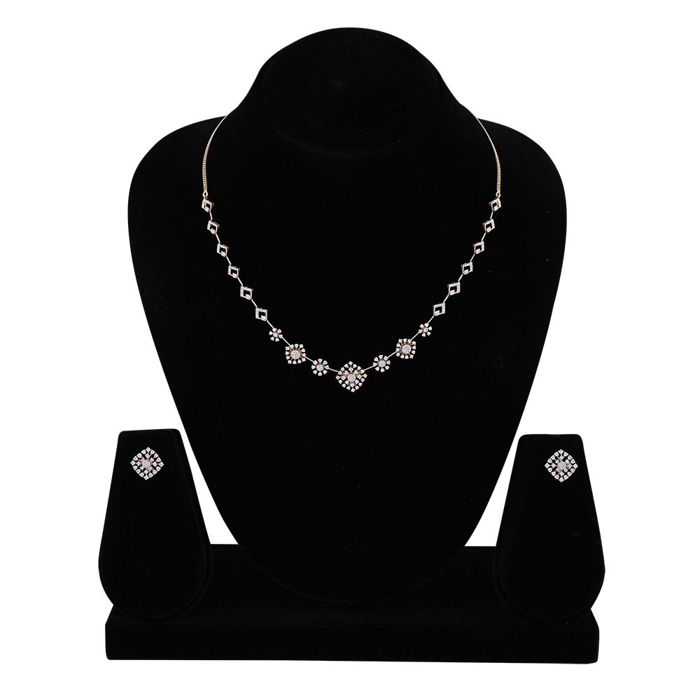 Elegant Starburst Design Diamond Necklace Set-Diamond-ONS24A48-D400R0B