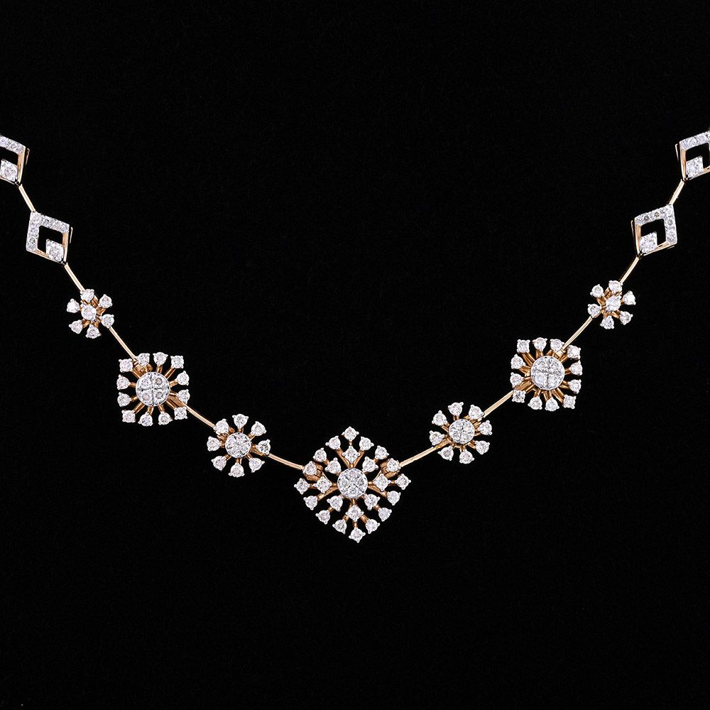 Elegant Starburst Design Diamond Necklace Set-Diamond-ONS24A48-D400R0B