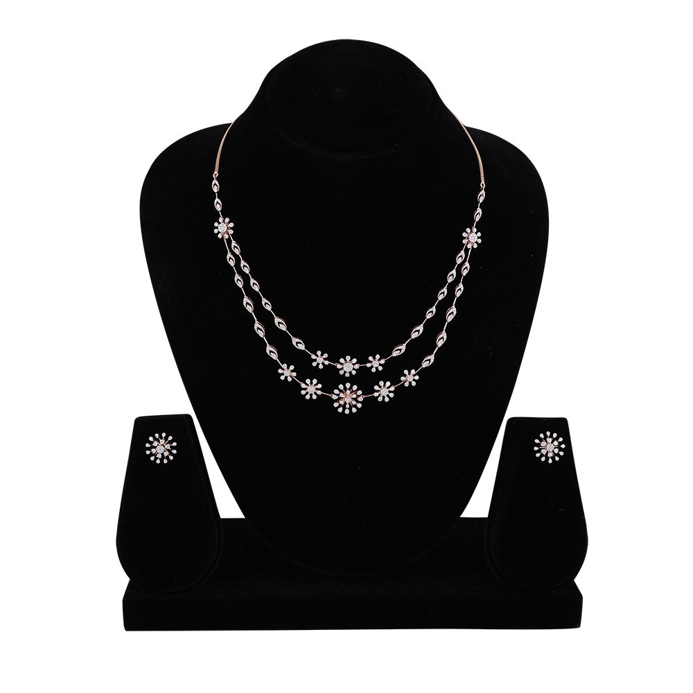 Gleaming Starburst Design Diamond Necklace Set-All Jewellery-ONS24A49-D400X0B