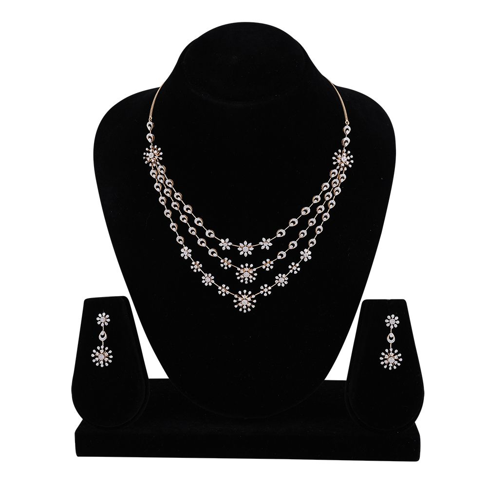 Buy Gorgeous Multi-layered Diamond Necklace Set ONS24A50-D400R0B