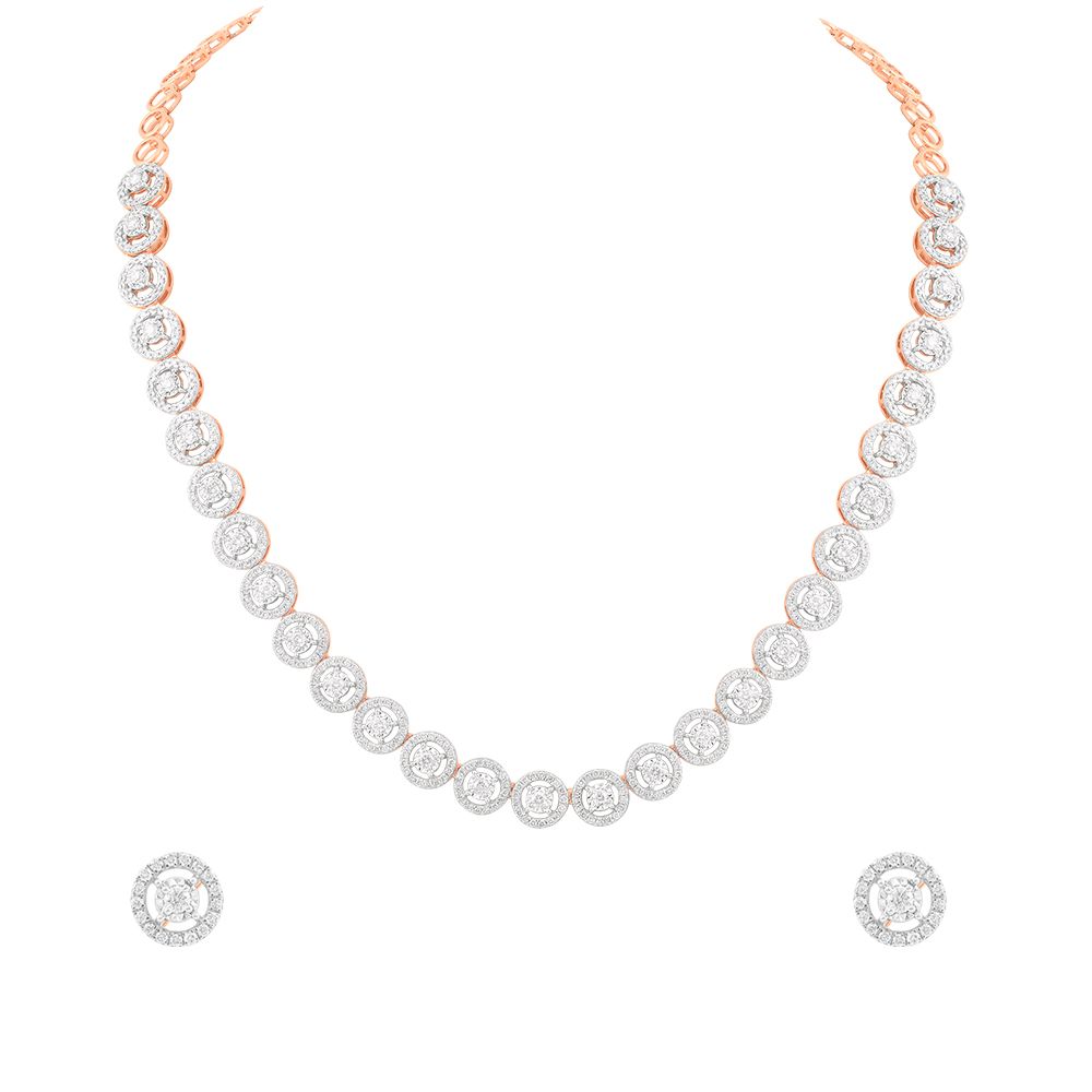 Sparkling Rose Gold and Diamond Cocktail Jewellery Set-Necklace Sets-OBX24019-D400X0B