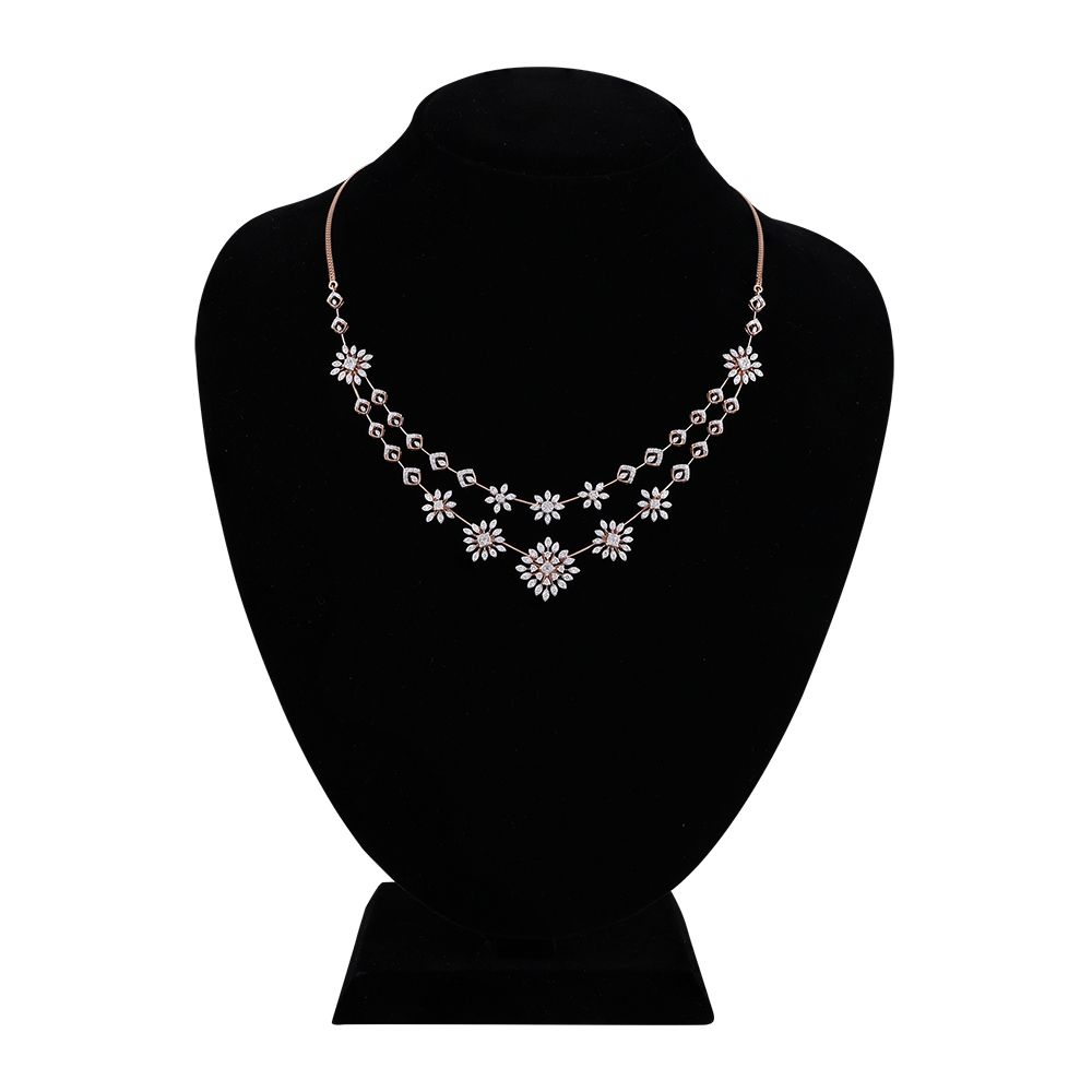 Scintillating Rose Gold Layered Diamond Necklace Set-All Jewellery-ONS24A52-D400X0B