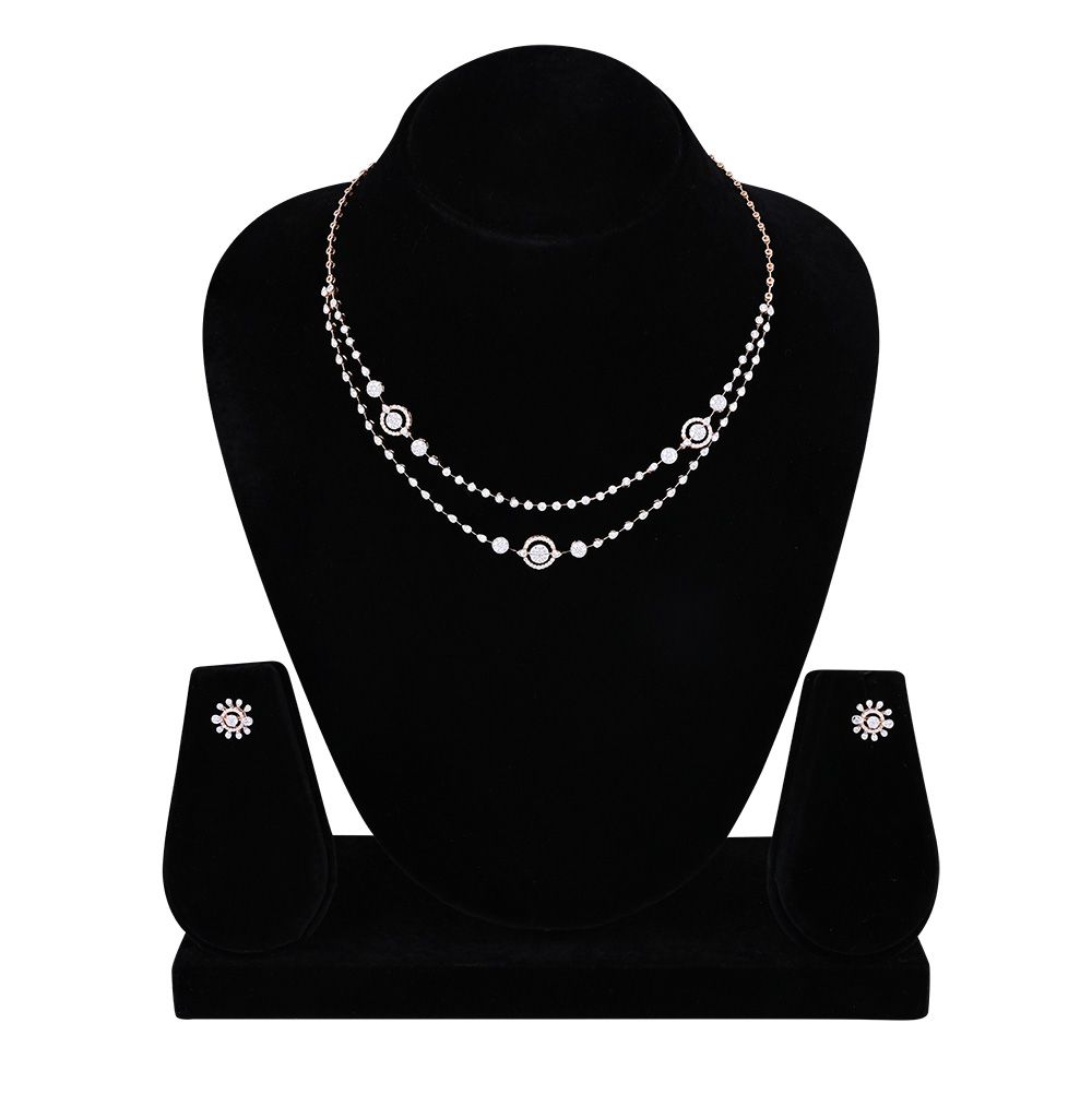 Elegant Circle Diamond Necklace Set-All Jewellery-ONS24A54-D400X0B