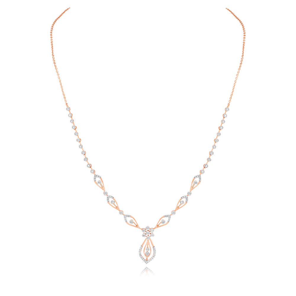 Leaf Embrace Rose Gold Necklace Set-All Jewellery-ONS24A59-D900X0C