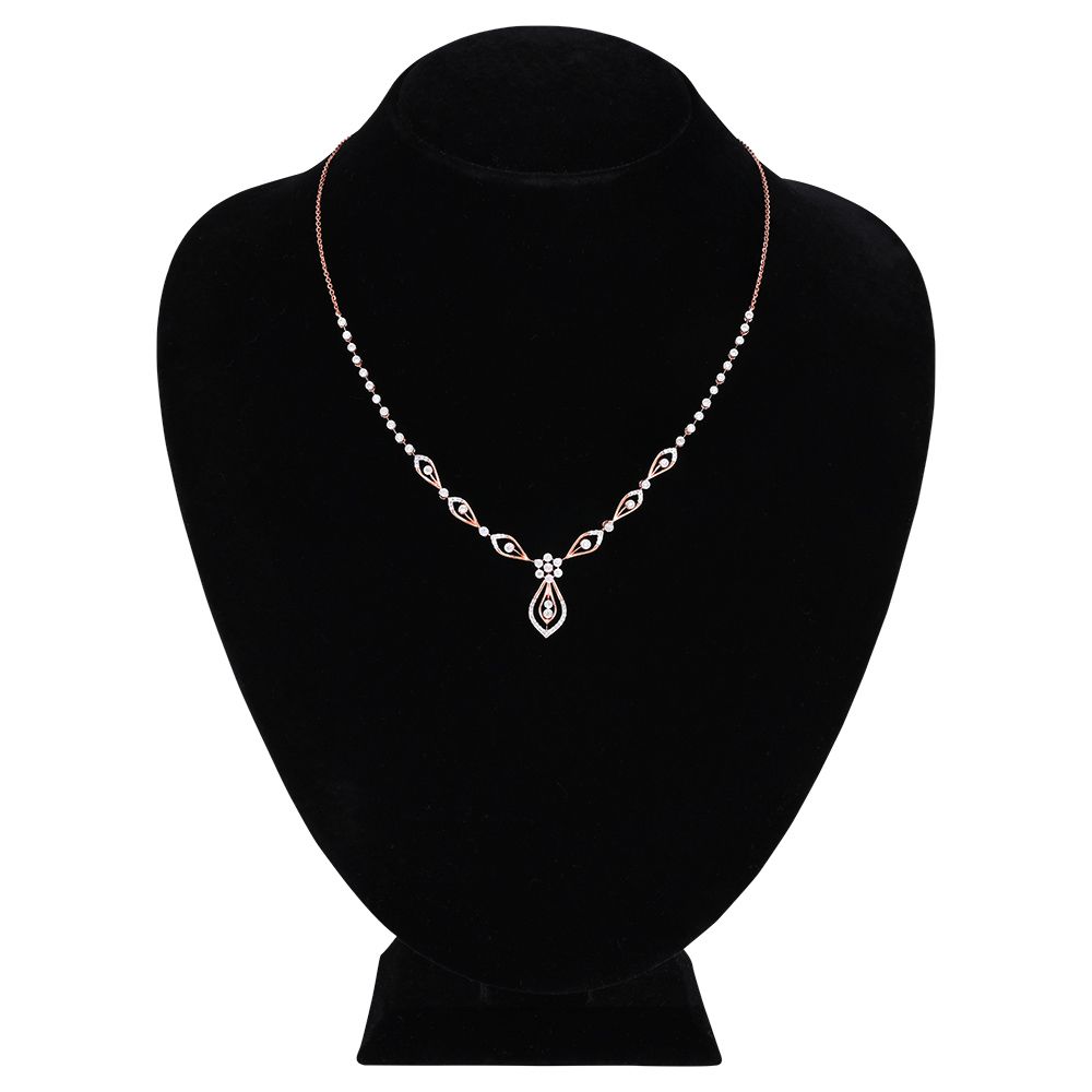 Leaf Embrace Rose Gold Necklace Set-All Jewellery-ONS24A59-D900X0C