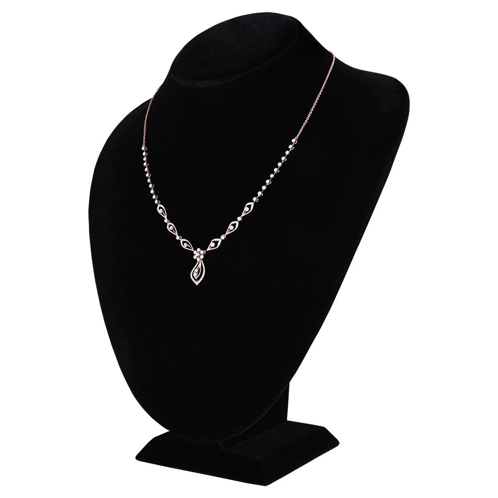 Leaf Embrace Rose Gold Necklace Set-All Jewellery-ONS24A59-D900X0C