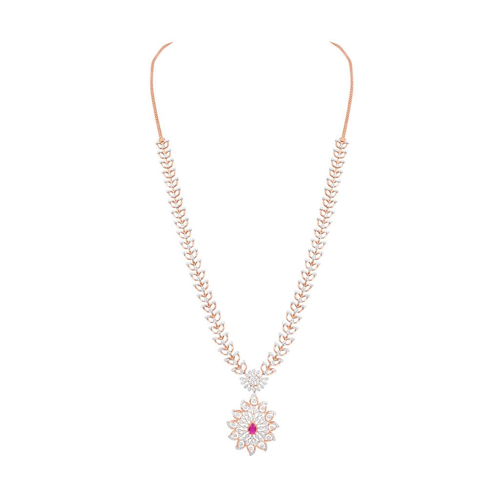 Festive Floral Diamond Necklace Set-All Jewellery-ONS24A65-D440X0B
