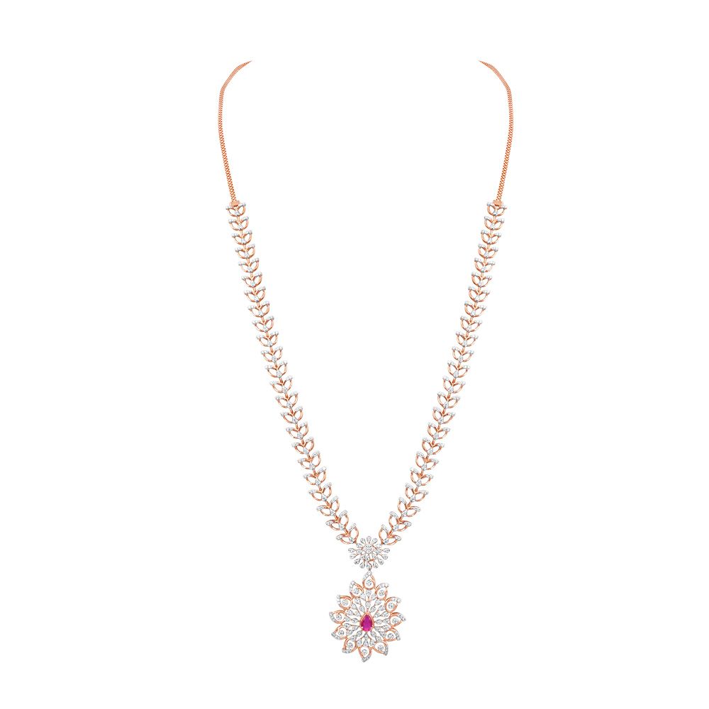 Festive Floral Diamond Necklace-Necklaces-OSN24A65-D440X1B