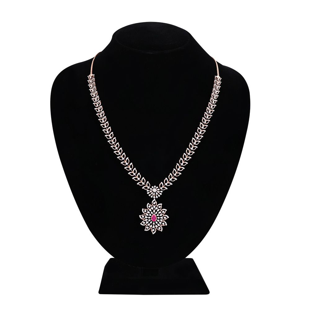 Festive Floral Diamond Necklace Set-All Jewellery-ONS24A65-D440X0B