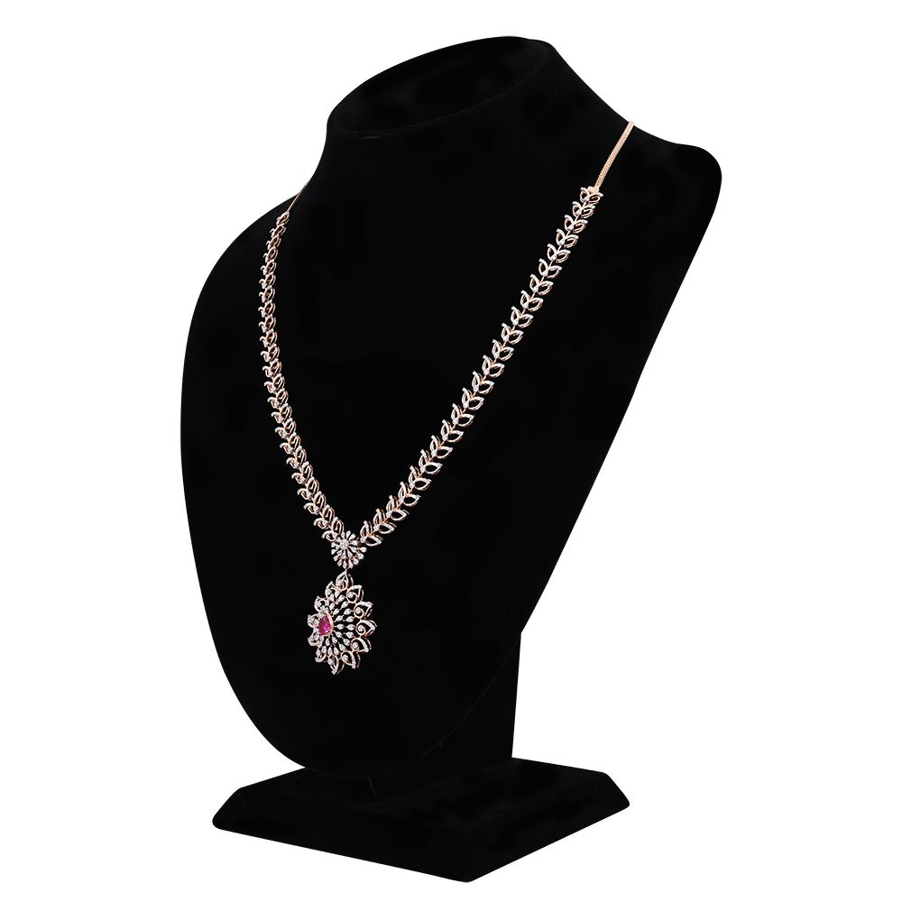 Festive Floral Diamond Necklace-Necklaces-OSN24A65-D440X1B