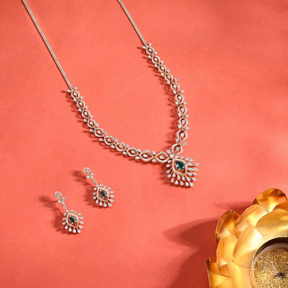 Eternal Glow 18KT Rose Gold Necklace Set-All Jewellery-ONS24A66-D427X0B