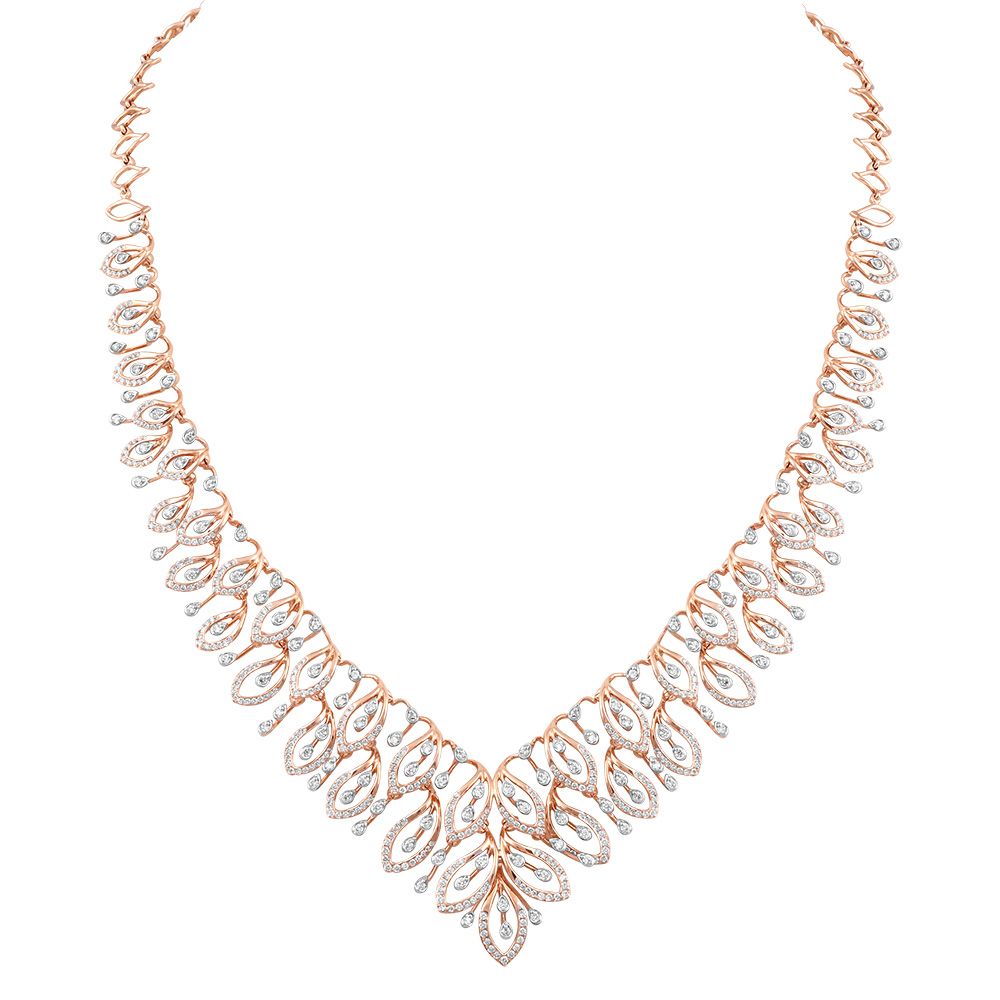Radiant Luxe Floral 18KT Rose Gold Necklace Set-All Jewellery-ONS24A67-D400X0B