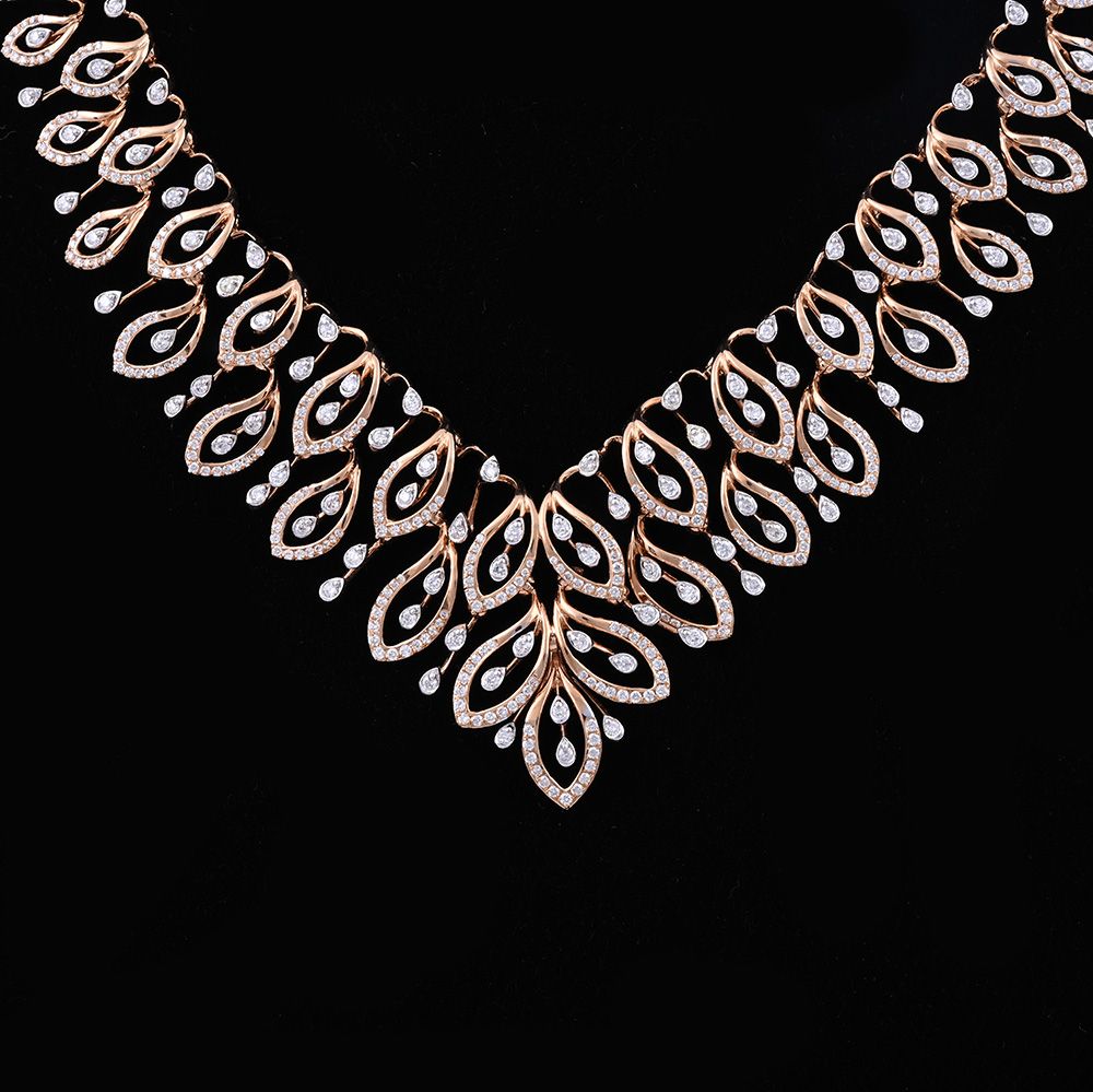 Radiant Luxe Floral 18KT Rose Gold Necklace Set-All Jewellery-ONS24A67-D400X0B
