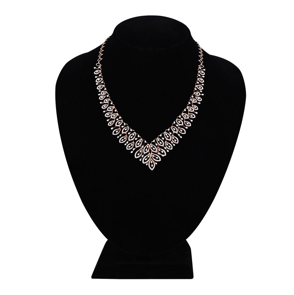 Radiant Luxe Floral 18KT Rose Gold Necklace Set-All Jewellery-ONS24A67-D400X0B