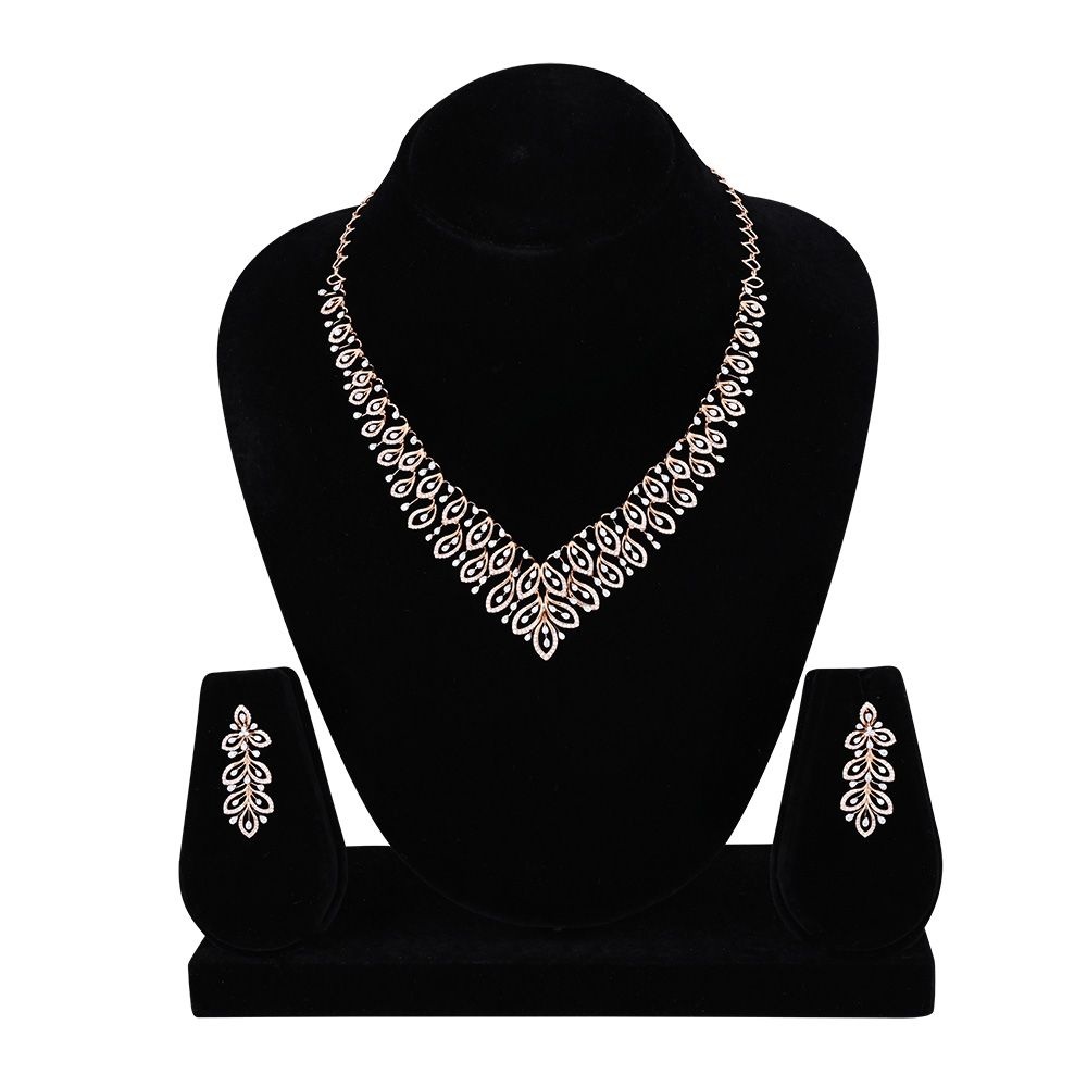 Radiant Luxe Floral 18KT Rose Gold Necklace Set-All Jewellery-ONS24A67-D400X0B