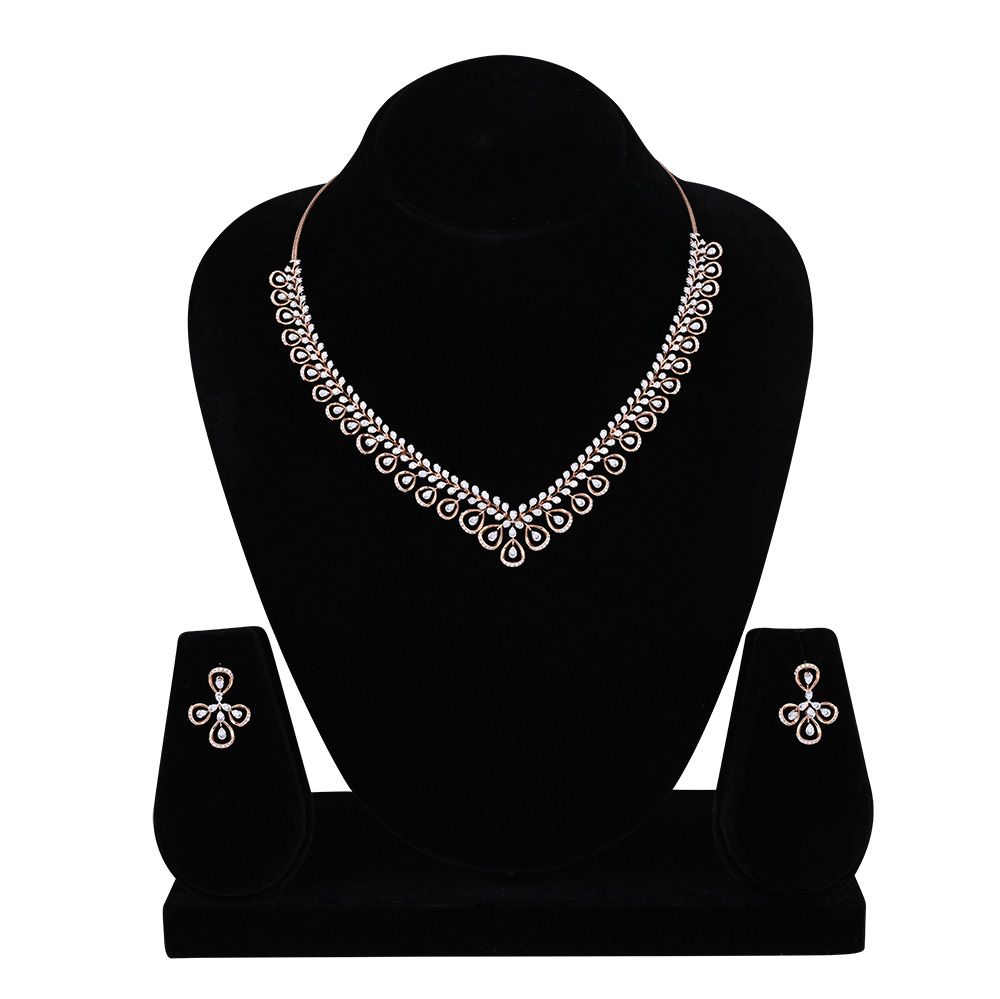 Blush Beauty Rose Gold Necklace Set-All Jewellery-ONS24A68-D400X0B