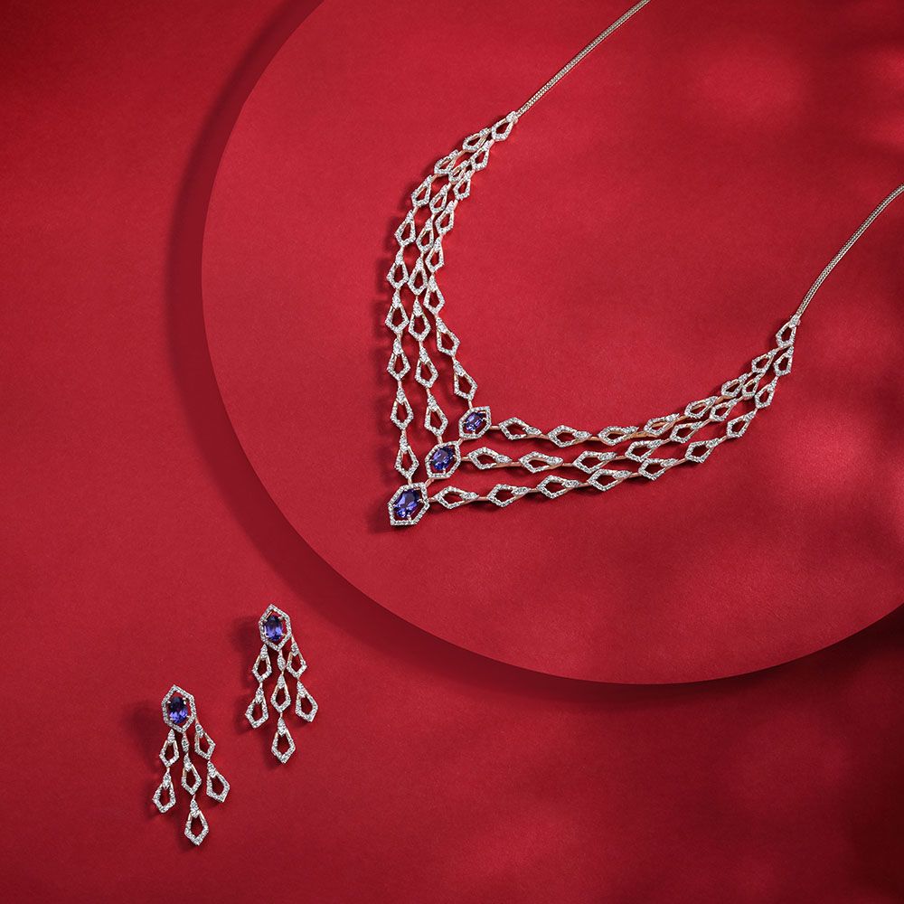 Opulent Elegance Rose Gold Necklace Set-All Jewellery-ONS24A70-D434X0B