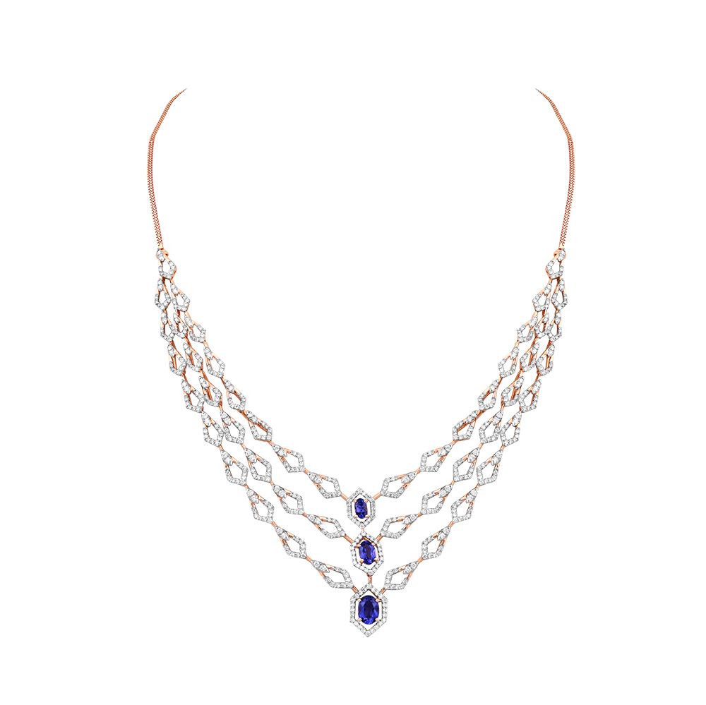 Opulent Elegance Rose Gold Necklace Set-All Jewellery-ONS24A70-D434X0B