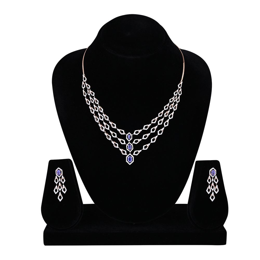 Opulent Elegance Rose Gold Necklace Set-All Jewellery-ONS24A70-D434X0B