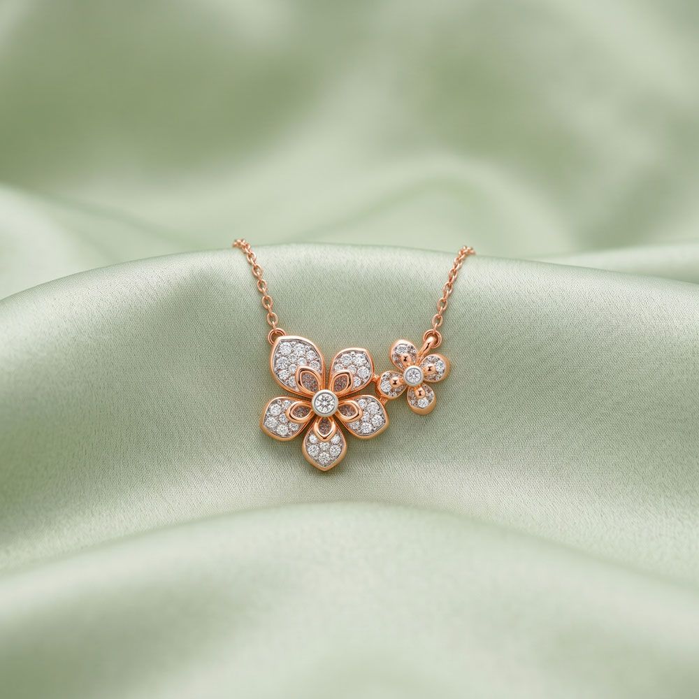 Eclectic Floral Diamond Necklace-Necklaces-OSN24A74-D400X1B