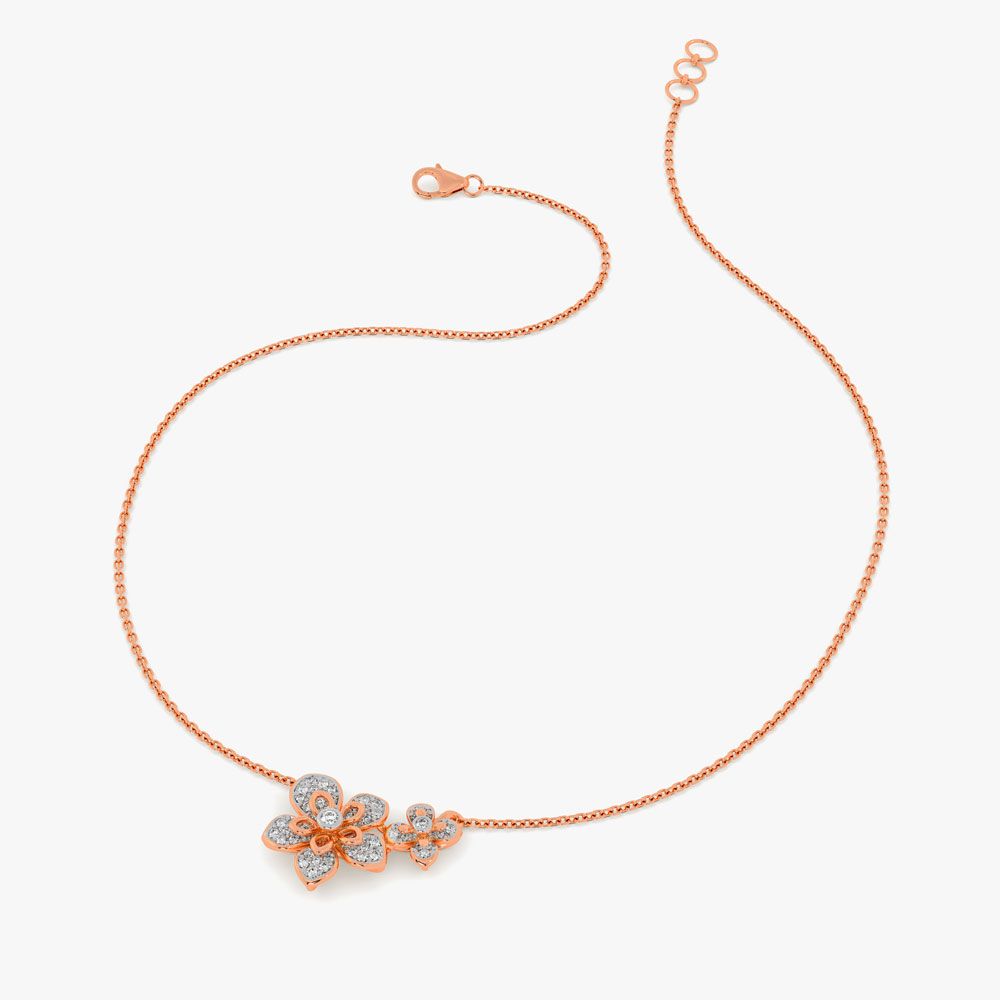 Eclectic Floral Diamond Necklace-Necklaces-OSN24A74-D400X1B