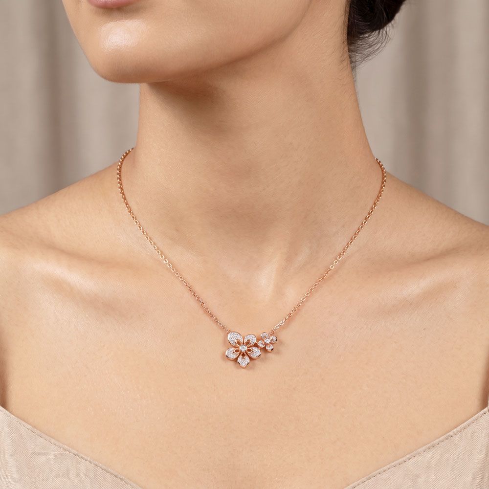 Eclectic Floral Diamond Necklace-Necklaces-OSN24A74-D400X1B
