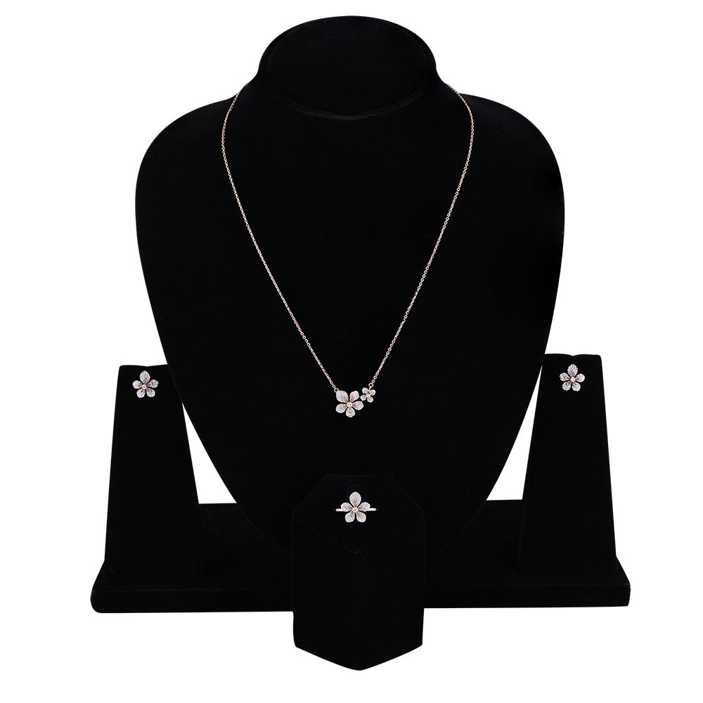 Eclectic Floral Diamond Necklace Set-All Jewellery-OBX24033-D400X0B