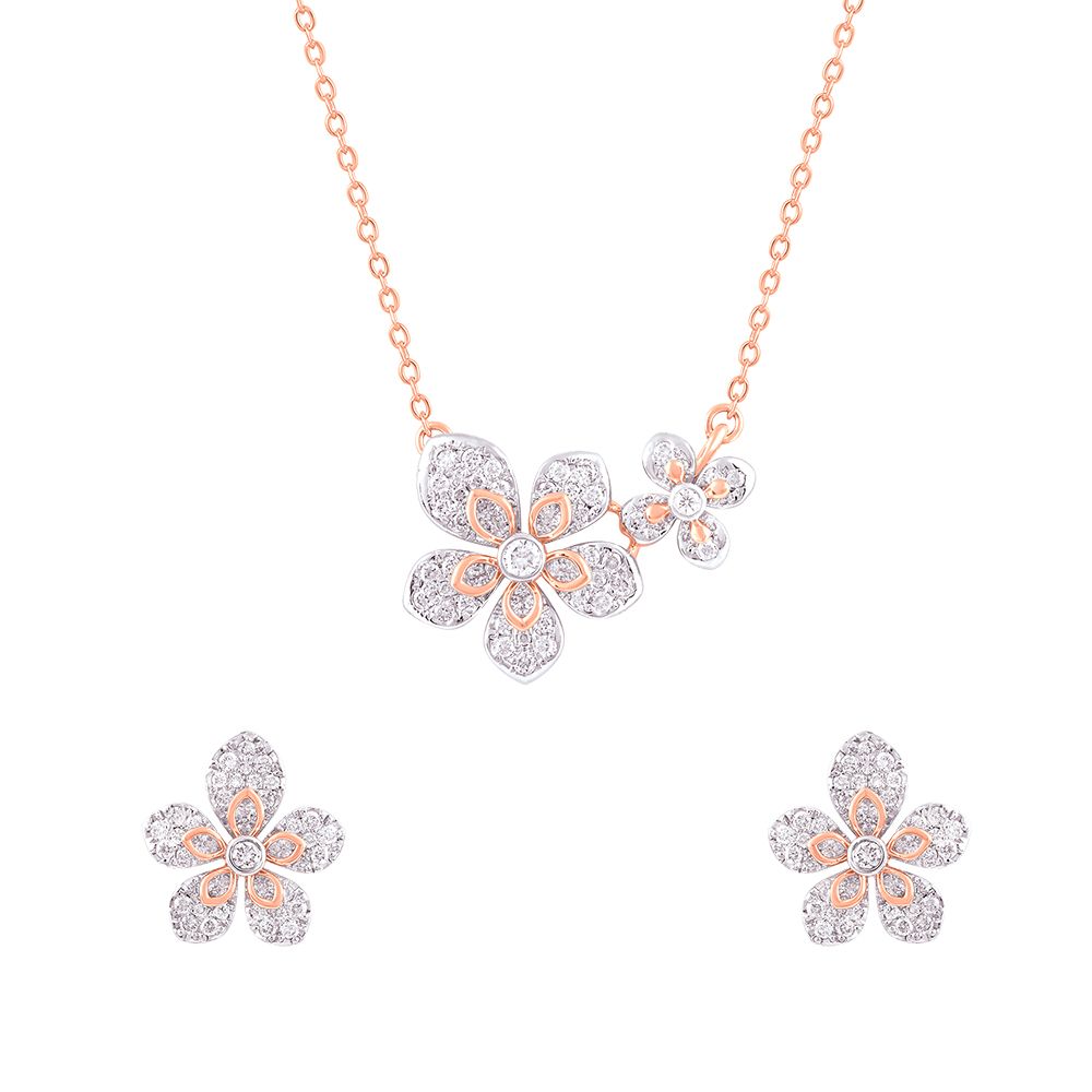 Eclectic Floral Diamond Necklace Set-All Jewellery-OBX24033-D400X0B