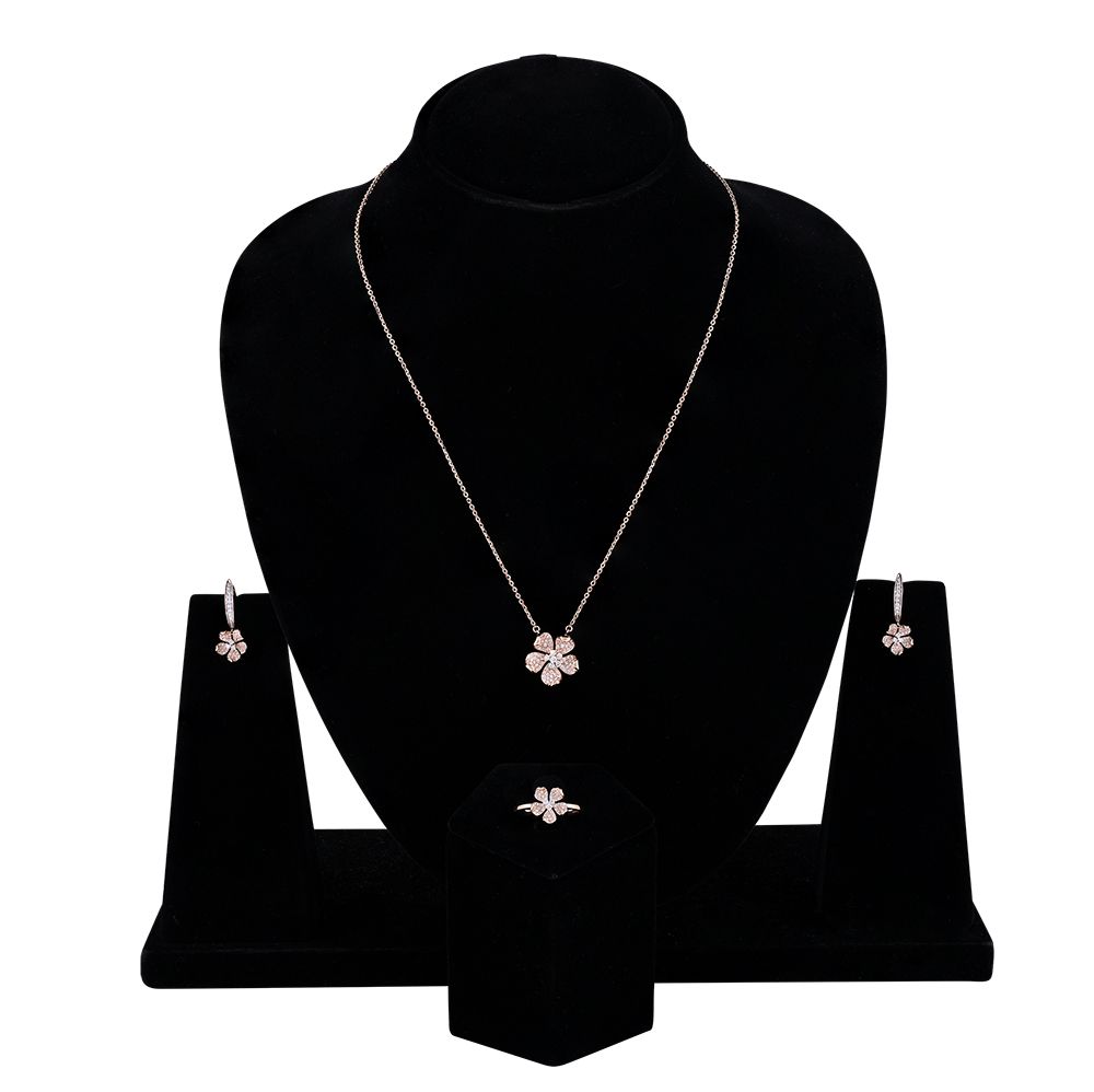 Cherished Floral Diamond Necklace Set-All Jewellery-OBX24034-D400X0B