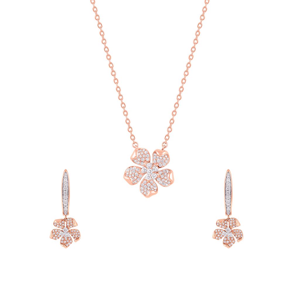 Cherished Floral Diamond Necklace Set-All Jewellery-OBX24034-D400X0B