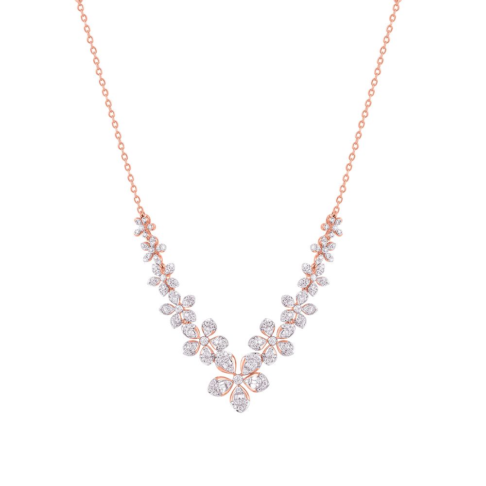 Gorgeous Floral Diamond Necklace-Necklaces-OSN24A76-D300X1B