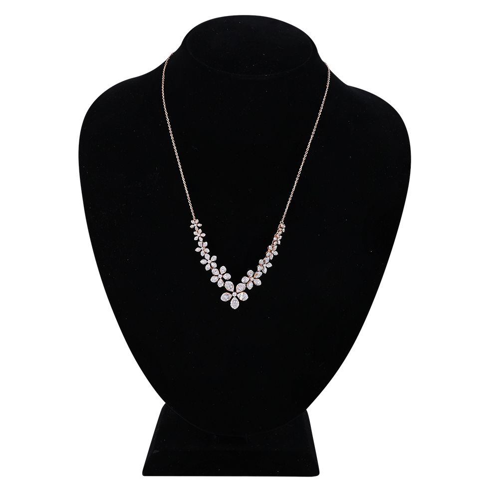 Gorgeous Floral Diamond Necklace-Necklaces-OSN24A76-D300X1B