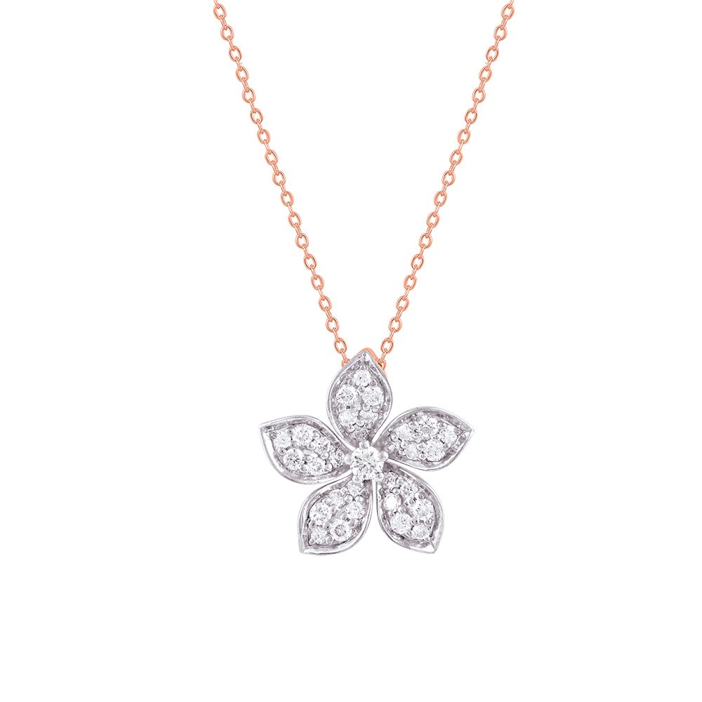 Contemporary Floral Diamond Necklace-Necklaces-OSN24A77-D400X1B