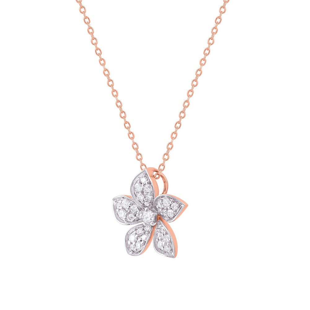 Contemporary Floral Diamond Necklace-Necklaces-OSN24A77-D400X1B