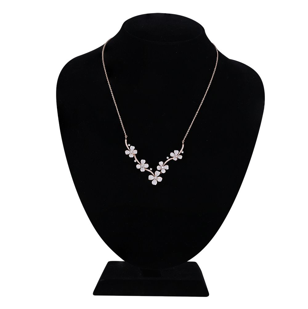 Stunning Floral Diamond Necklace Set-All Jewellery-ONS24A81-D400X0B